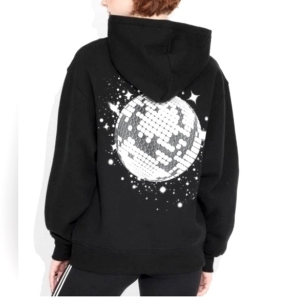 Wild Fable Tops - Wild Fable- Blk Hoodie with Disco Ball Design & Tiny Rhinestones. Size XXL